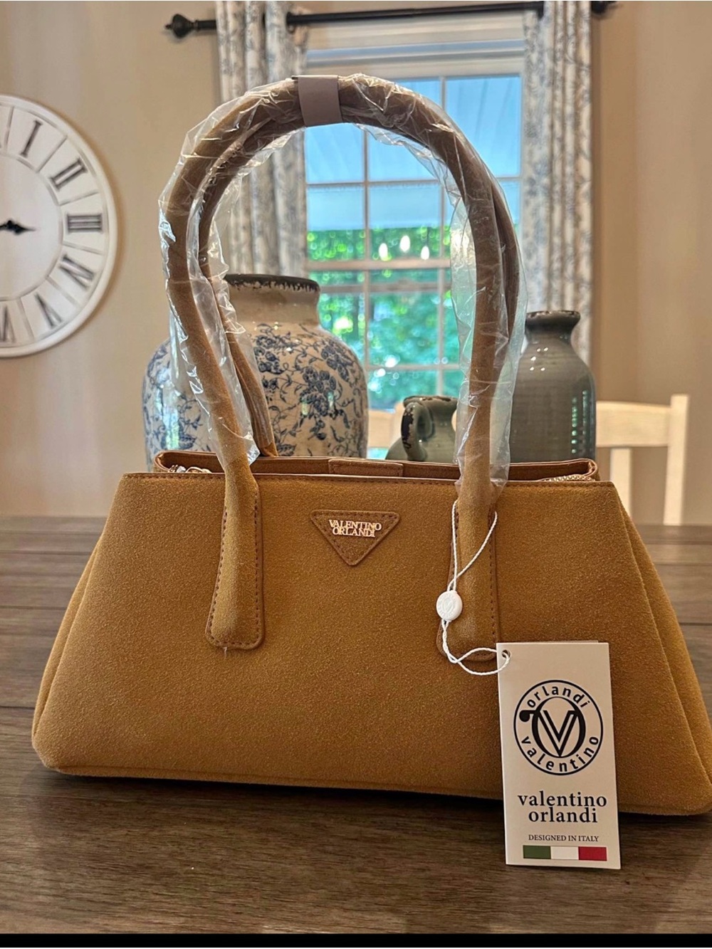 Valentino Orlandi Caramel Tan Top-Handle Satchel